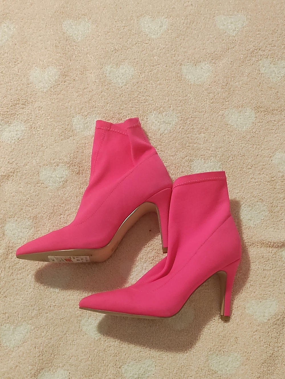 MIA Bright Pink Pointed-Toe Sock Ankle Boots